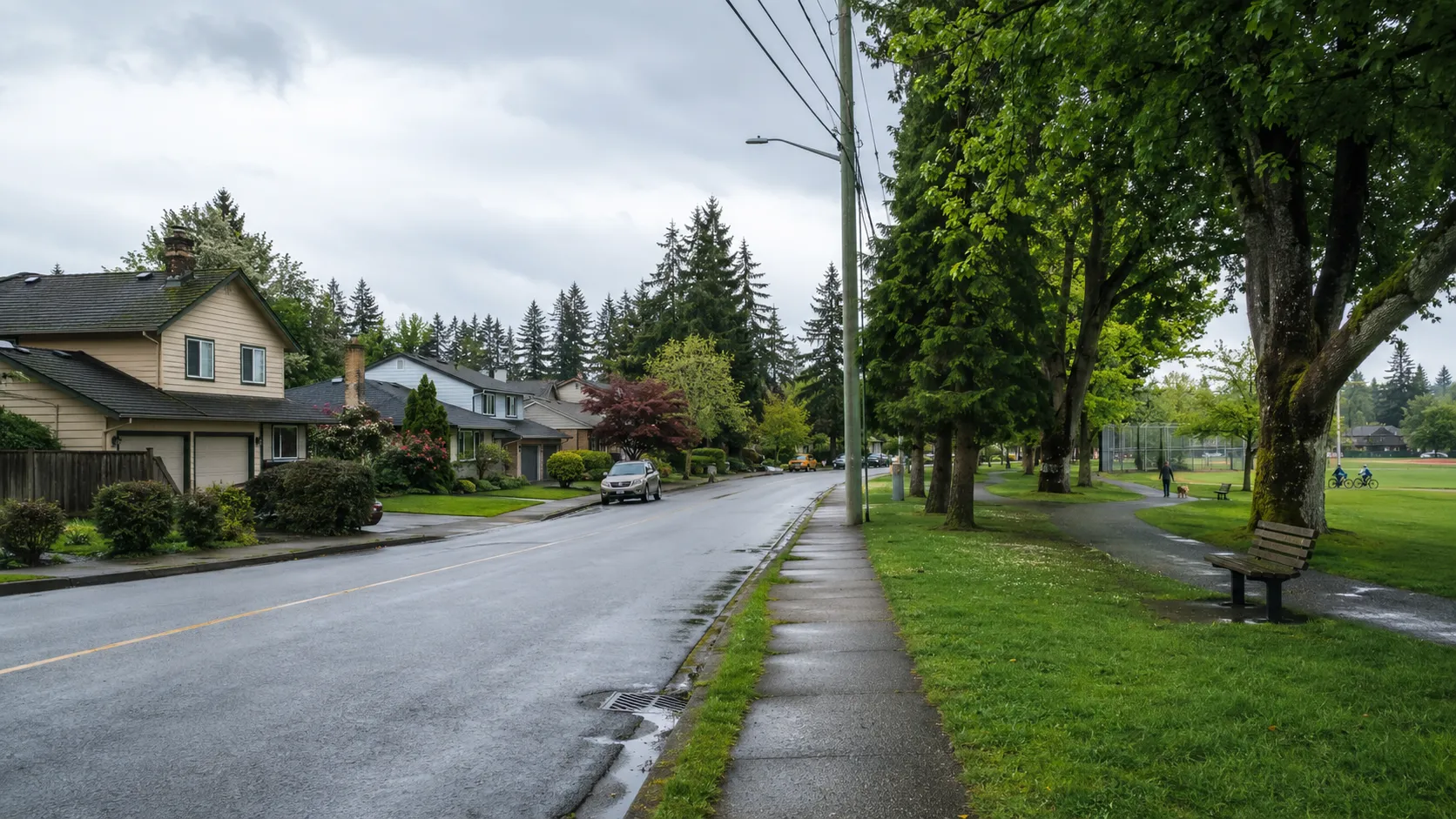 Residential street near parkland in Blacklock Langley City